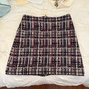 Halogen Navy Multicolor Tweed A-Line Skirt